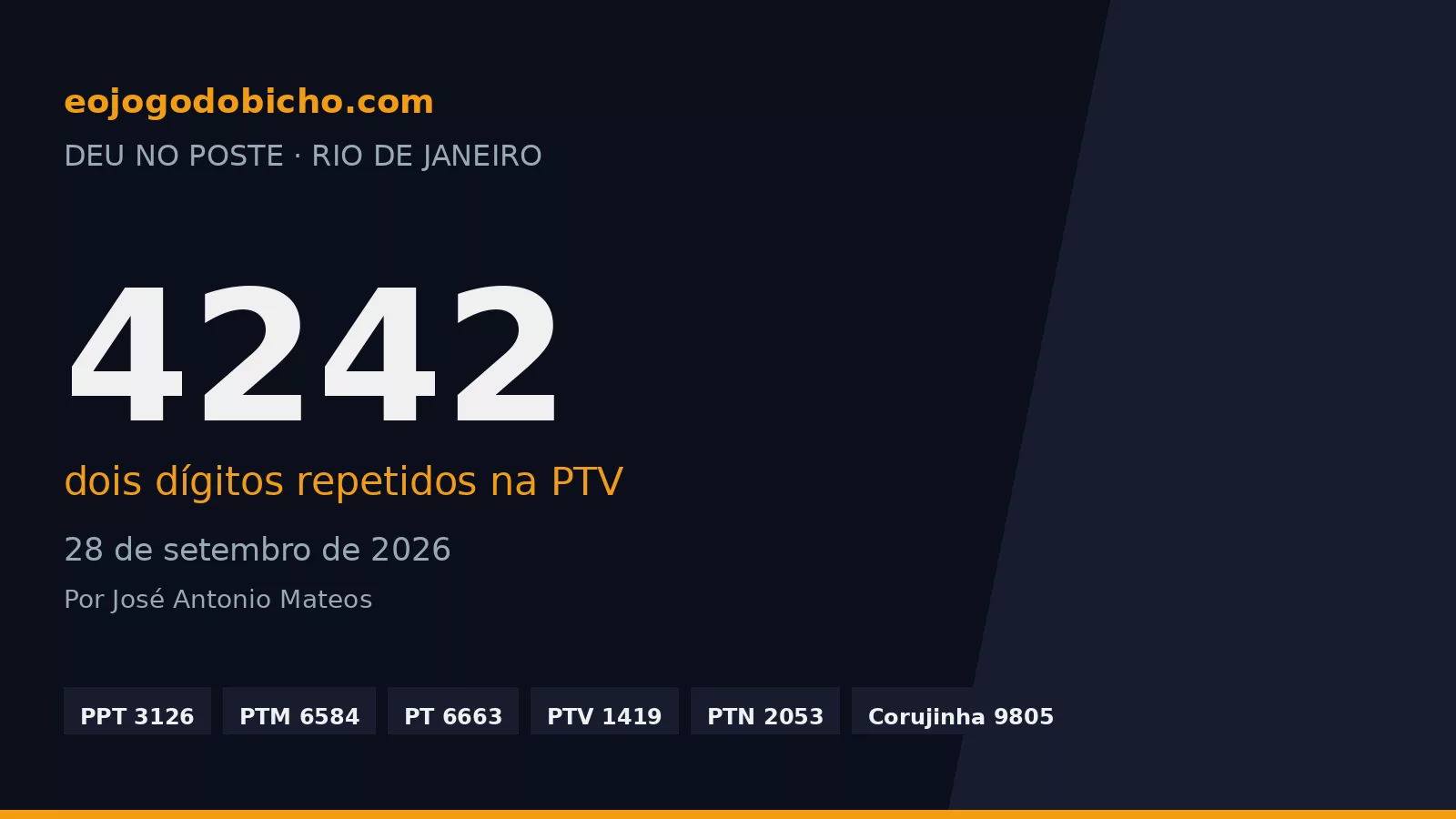 Milhar espelhada na PTV de 28/09: o 4242