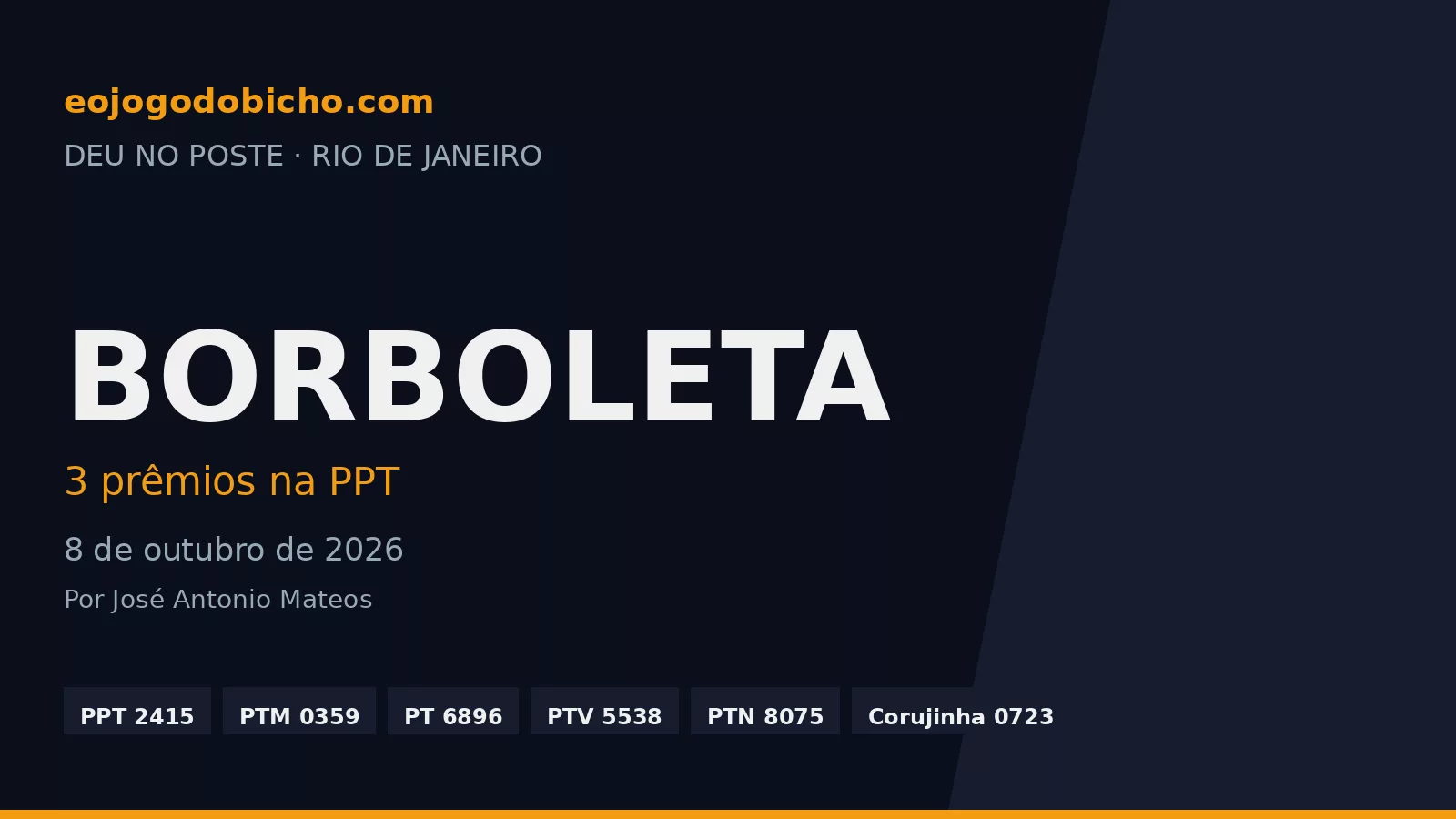A Borboleta dominou a PPT de 08/10: 3 dos cinco prêmios