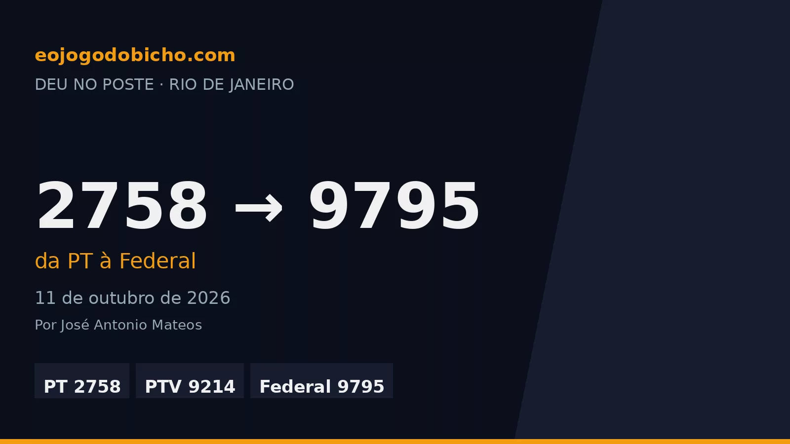 As 3 extrações do Rio em 11/10: do 2758 da PT ao 9795 da Federal
