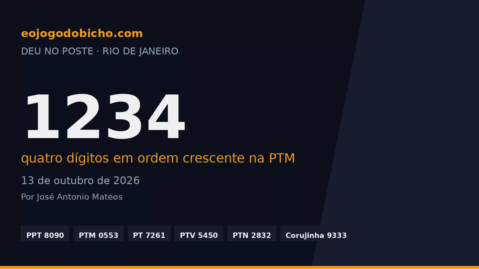 Sequência na PTM de 13/10: saiu o 1234
